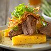 Slow-Cooked Red Wine Braised Beef Short Ribs with Herbed Polenta Toast