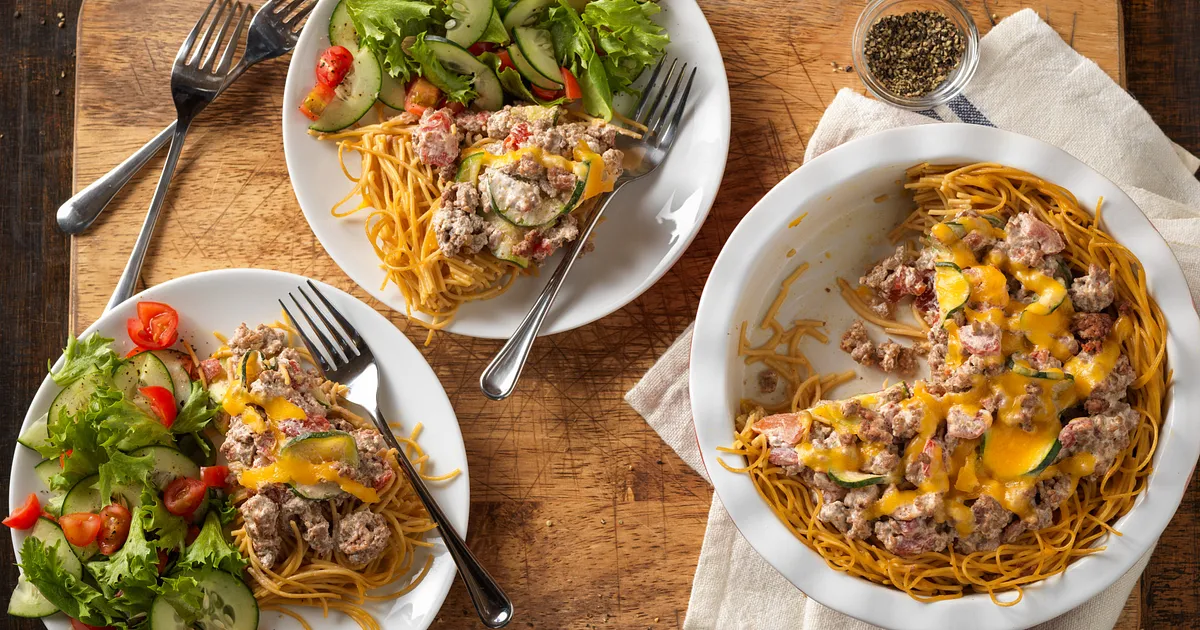 Beef Spaghetti Pie Olé | Beef Loving Texans | Beef Loving Texans is your one-stop information center