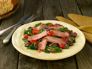 Garlic Steak with Warm Spinach