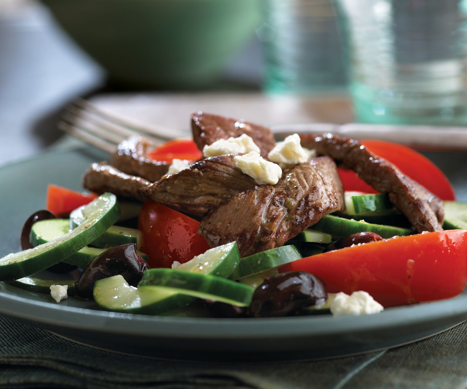 Grecian Beef, Tomato & Cucumber Salad