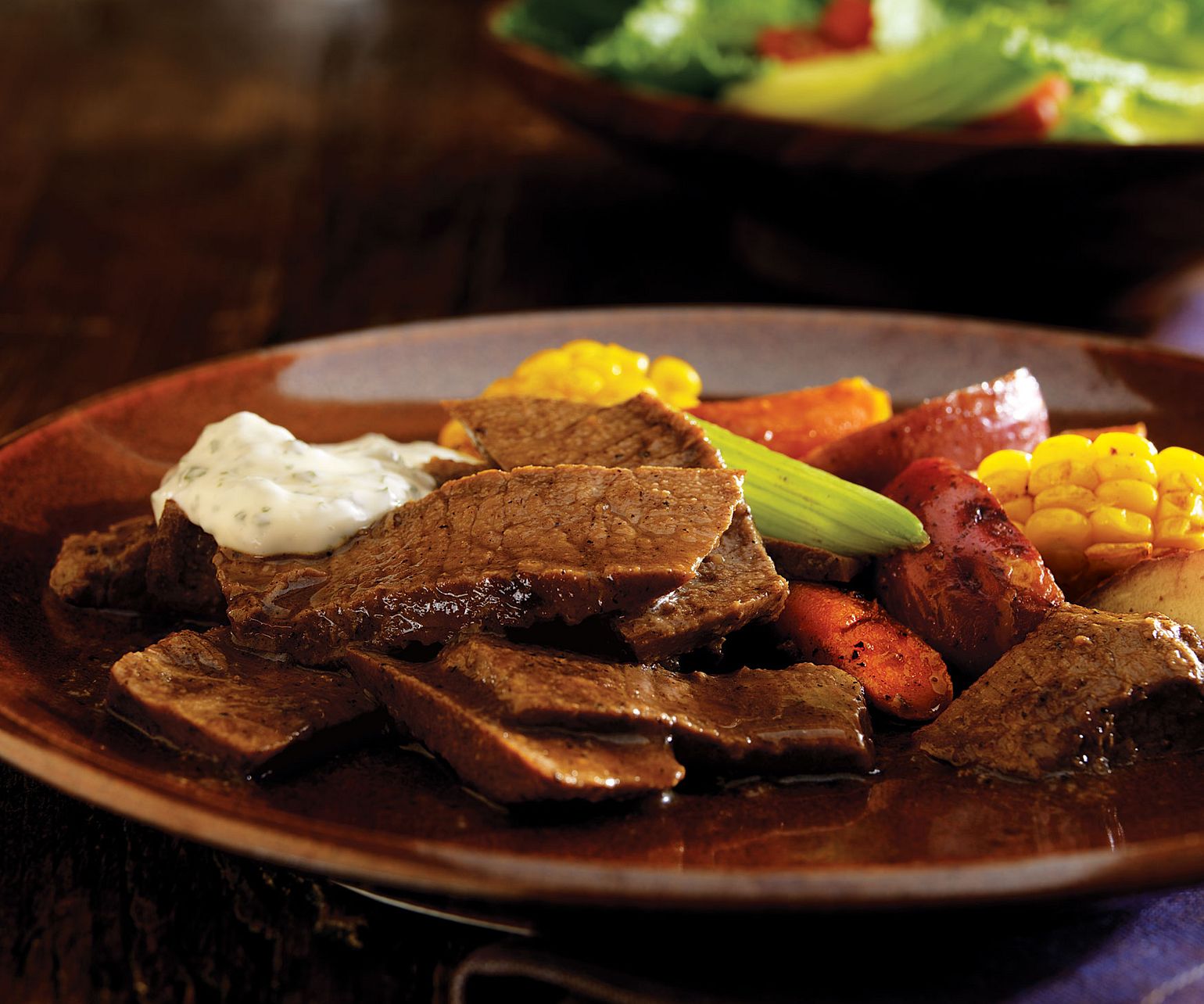 Braised Beef with Lime-Cilantro Mayonnaise