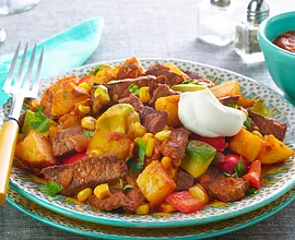 Simple Beef and Potato Skillet Olé