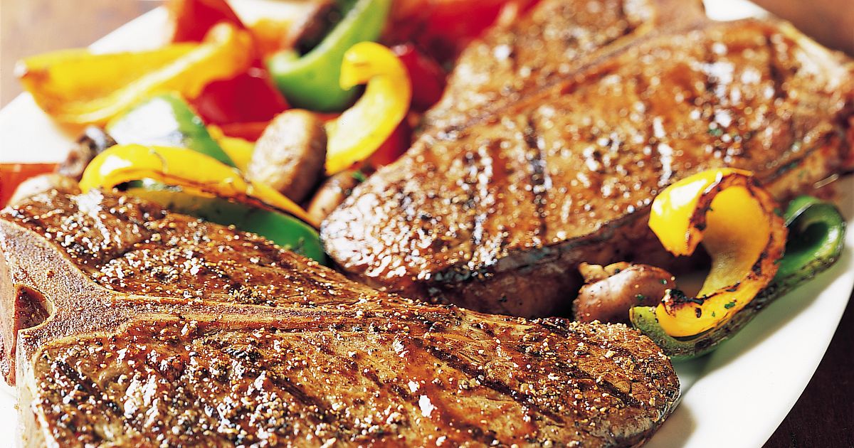 T-Bone Steaks With Grilled Vegetables And Steak Sauce | Beef Loving ...