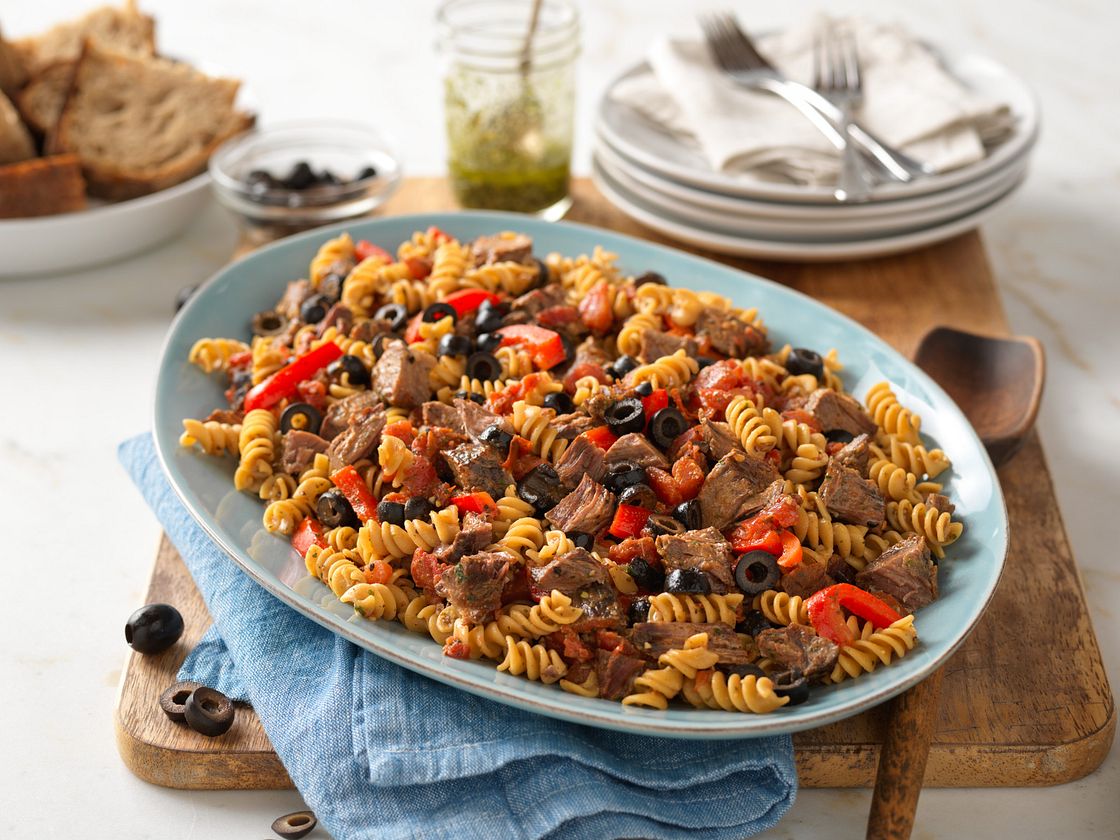 Tuscan Beef & Pesto Pasta