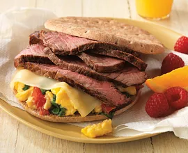 Beef and Spinach Breakfast Sandwich