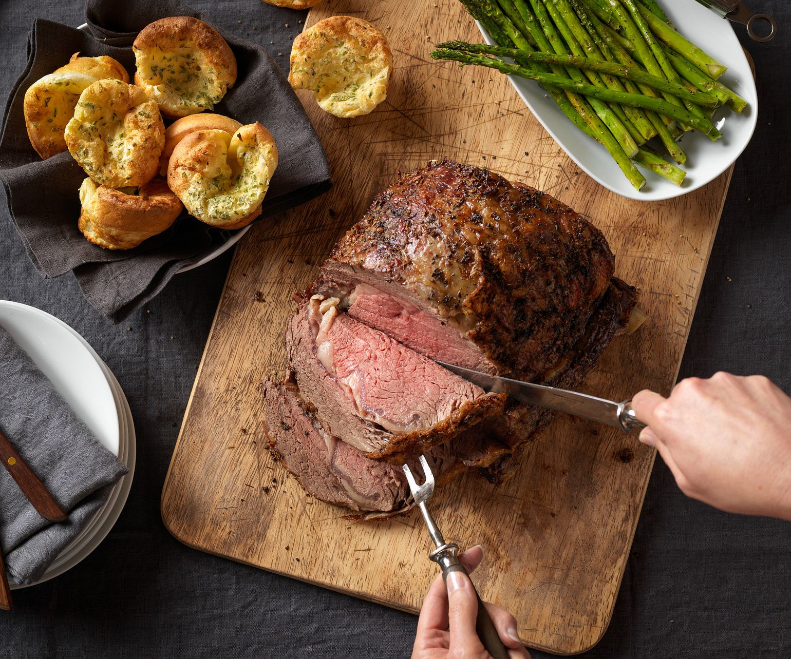 Beef Rib Roast with Yorkshire Puddings