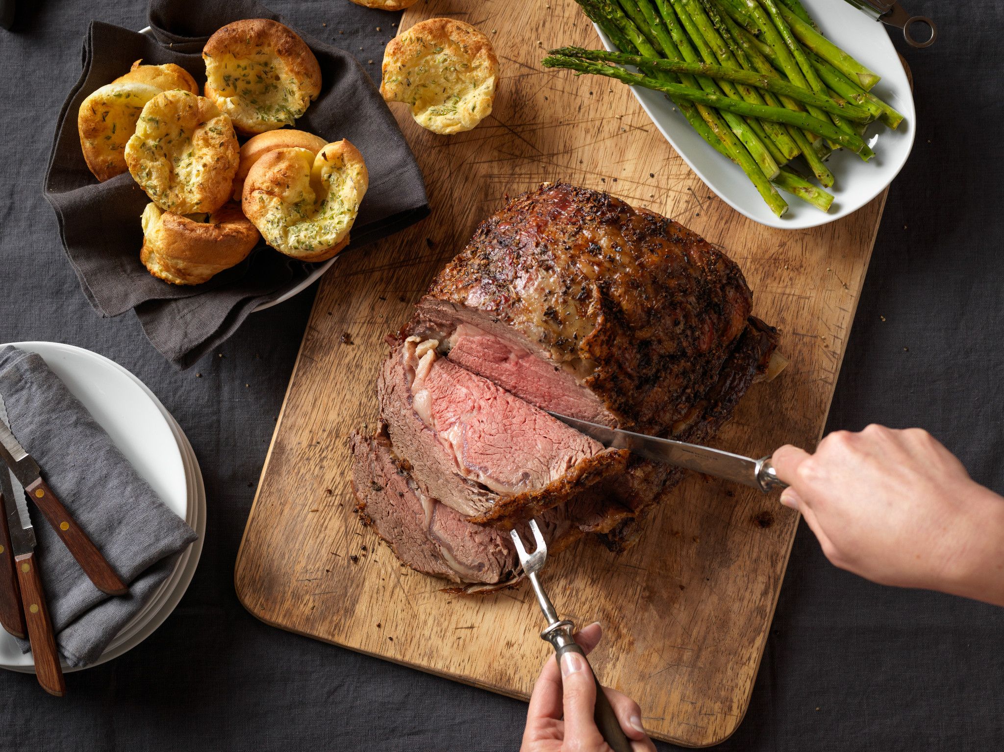 Beef Rib Roast with Yorkshire Puddings