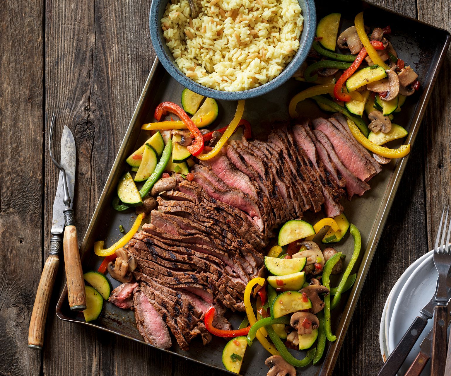 Grilled Southwestern Steak and Colorful Vegetables