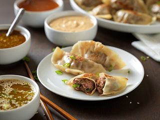 Beef Pot Stickers with Dipping Sauces