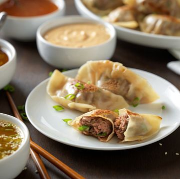Chinese Beef Pot Stickers with Quartet of Dipping Sauces