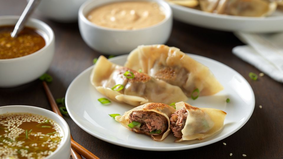 Beef Pot Stickers with Dipping Sauces