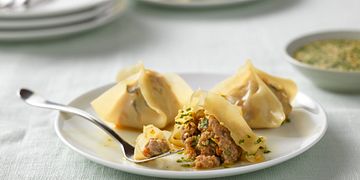 Beef and Shiitake Dumplings with Orange Ponzu Dipping Sauce