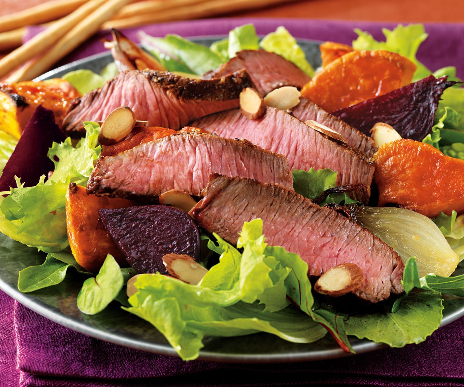 Cumin-Rubbed Steak and Roasted Root Vegetable Salad