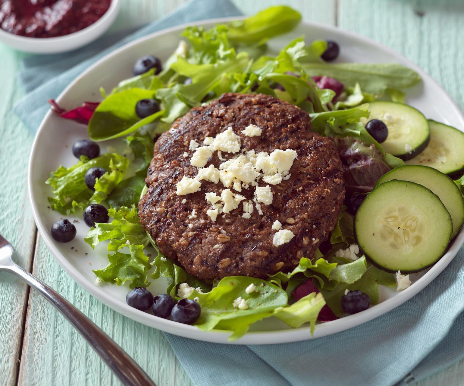 Beef, Blueberry & Flax Burgers