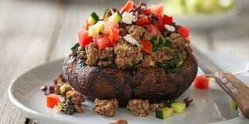 Greek-Style Beef Stuffed Portobello Mushrooms