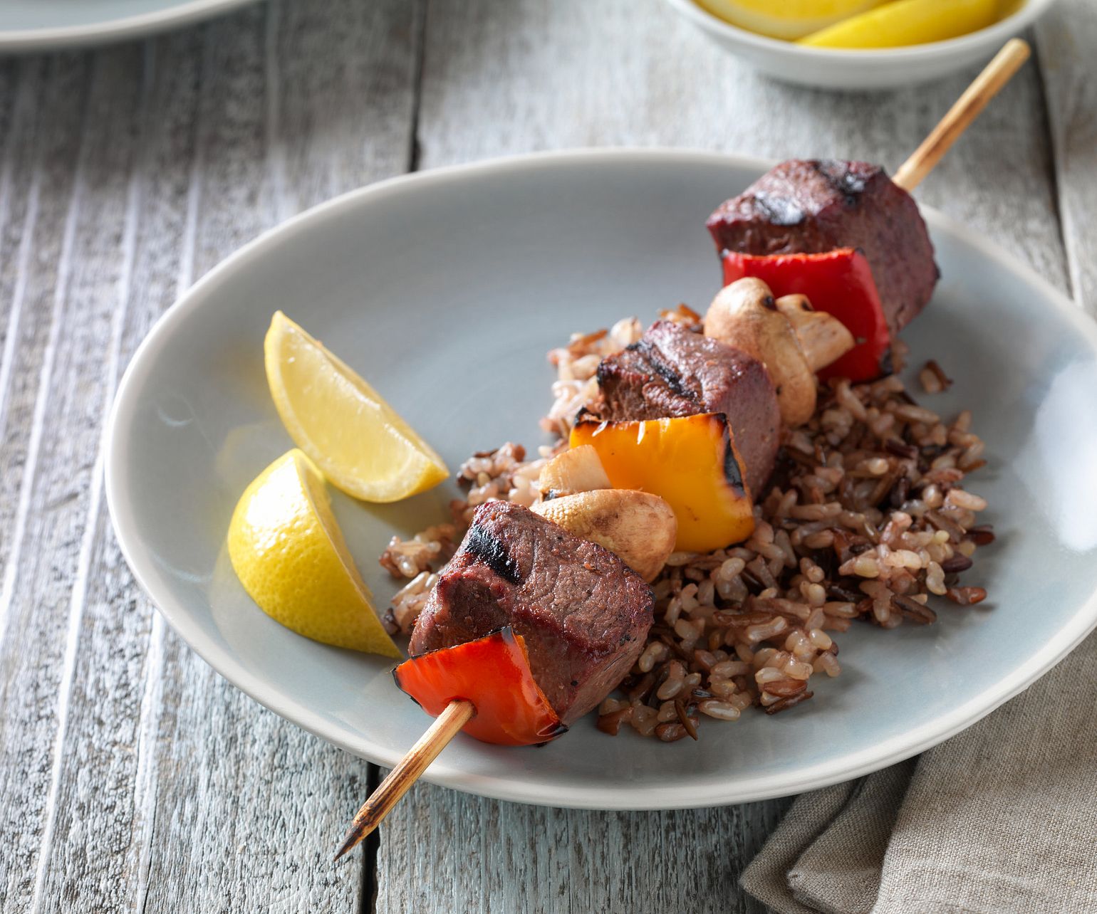 Beef, Pepper & Mushroom Kabobs