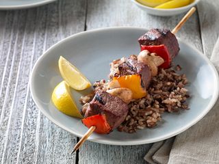 Beef, Pepper & Mushroom Kabobs Horizontal