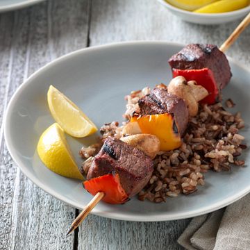 Beef, Pepper & Mushroom Kabobs