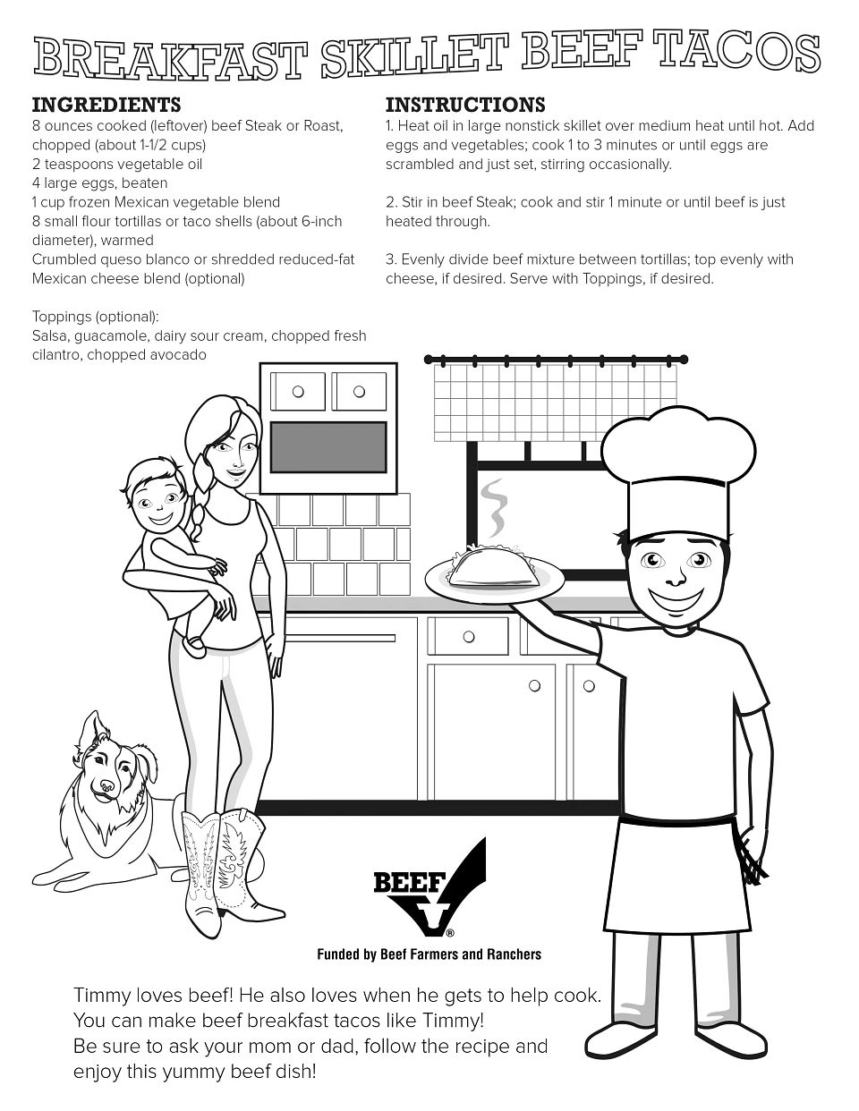 Breakfast Skillet Beef Tacos Coloring Page