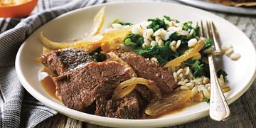 Horseradish-Braised Pot Roast with Barley and Fresh Kale