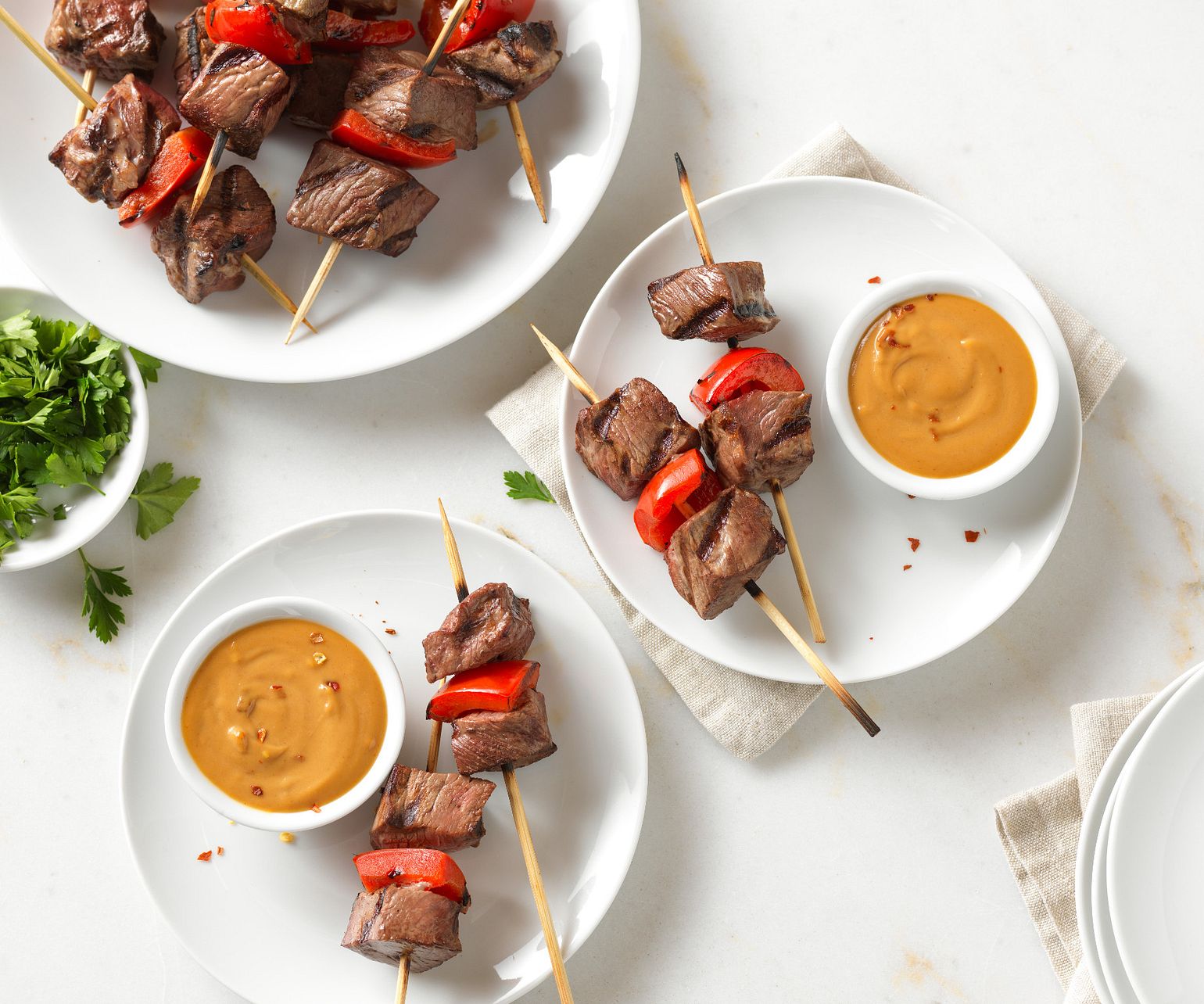 Beef Bites with Peanut-Whiskey Sauce