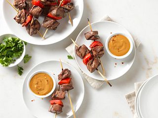 Beef Bites with Peanut-Whiskey Sauce