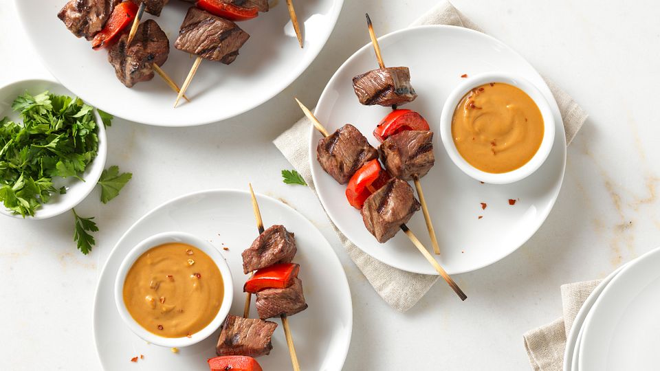 Beef Bites with Peanut-Whiskey Sauce