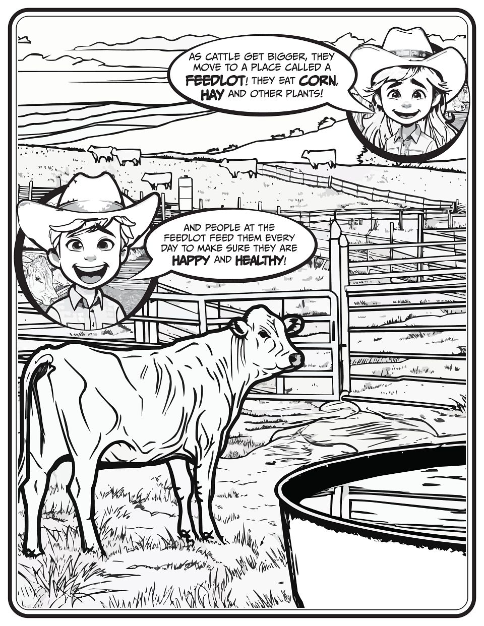 Happy Feedlot Coloring Page
