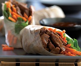 Beef Spring Rolls with Carrots and Cilantro