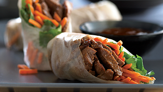 Beef Spring Rolls with Carrots and Cilantro