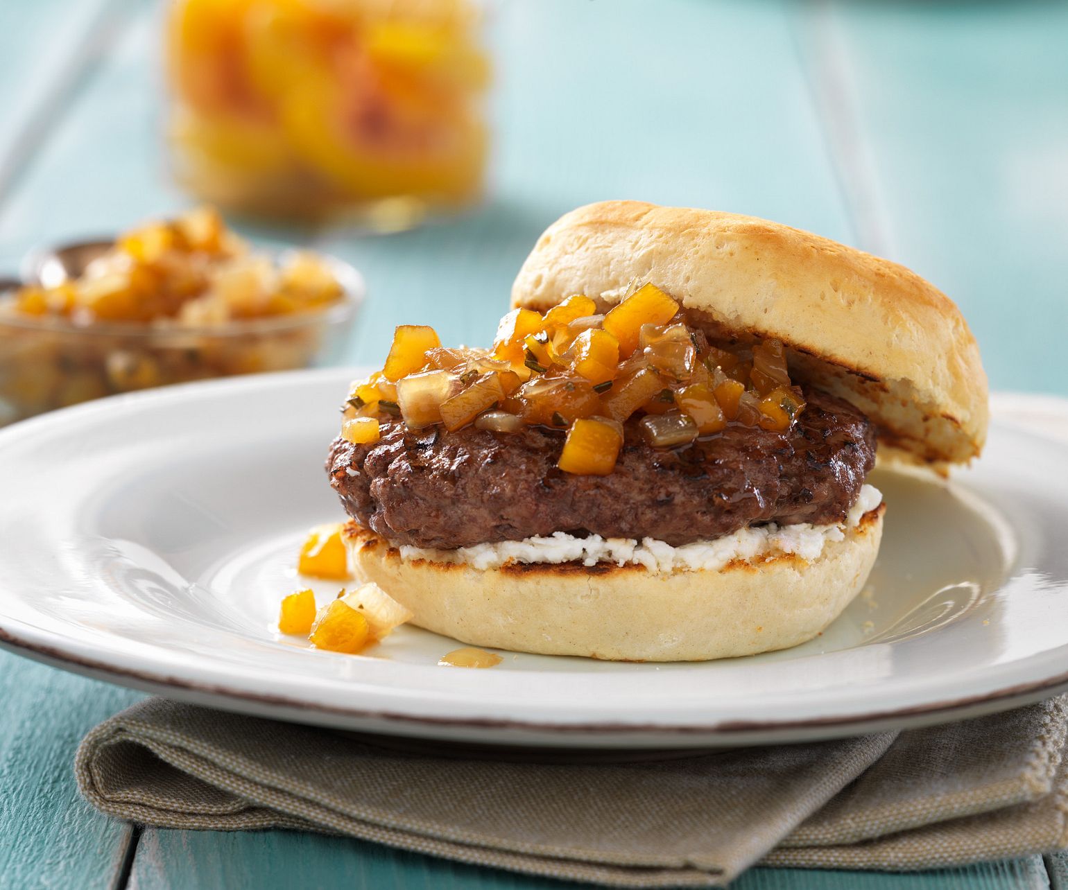 Old South Burgers with Peach Compote