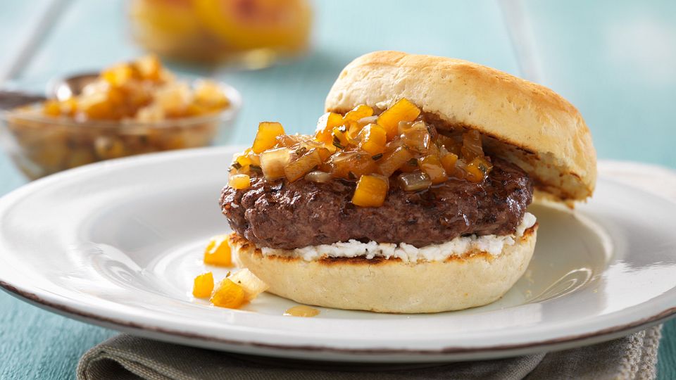 Old South Burgers with Peach Compote