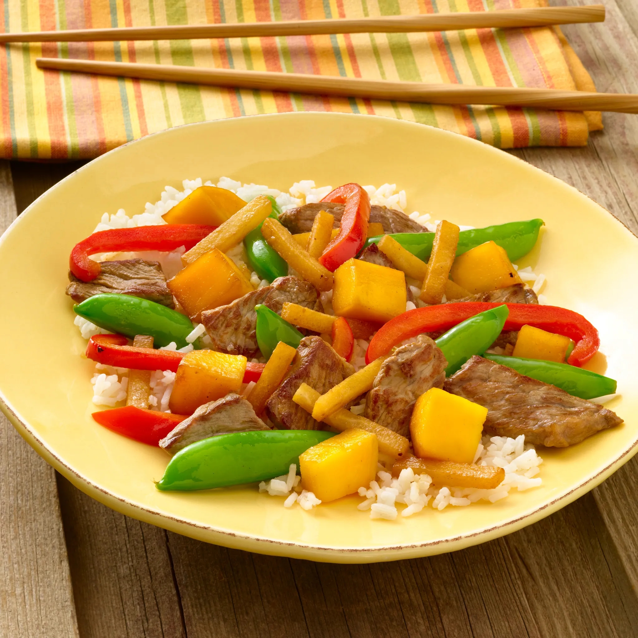 Vegetable-Mango Beef Stir-Fry