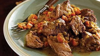 Braised Chuck Steaks with Savory Lentils