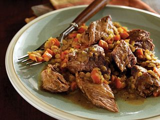 Braised Chuck Steaks with Savory Lentils