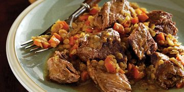 Braised Chuck Steaks with Savory Lentils