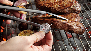 Grecian Beef Top Loin Steaks and Mushroom Kabobs Step 3 (temping steaks)