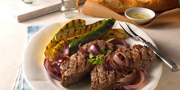 Beef Top Loin Steaks with Grilled Onion Relish