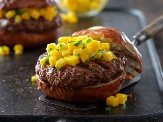 Caribbean Beef Burgers with Mango Salsa