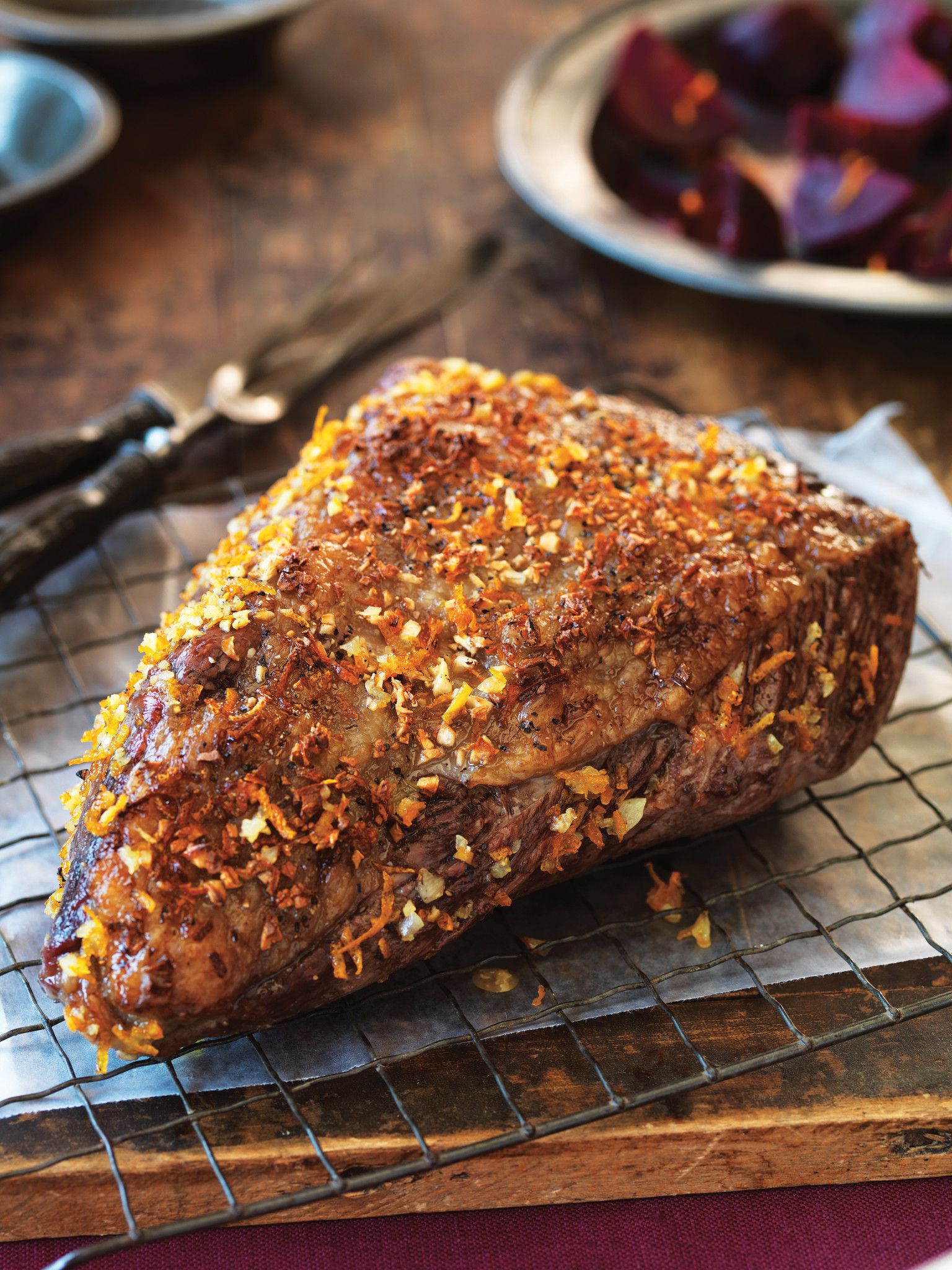 Pepper & Orange-Rubbed Beef Roast with Balsamic Beets