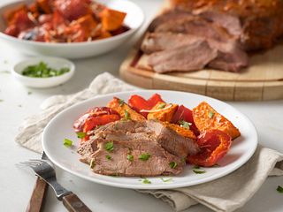 Roasted Sun Dried Tomato Beef Tri-Tip with Roasted Vegetables