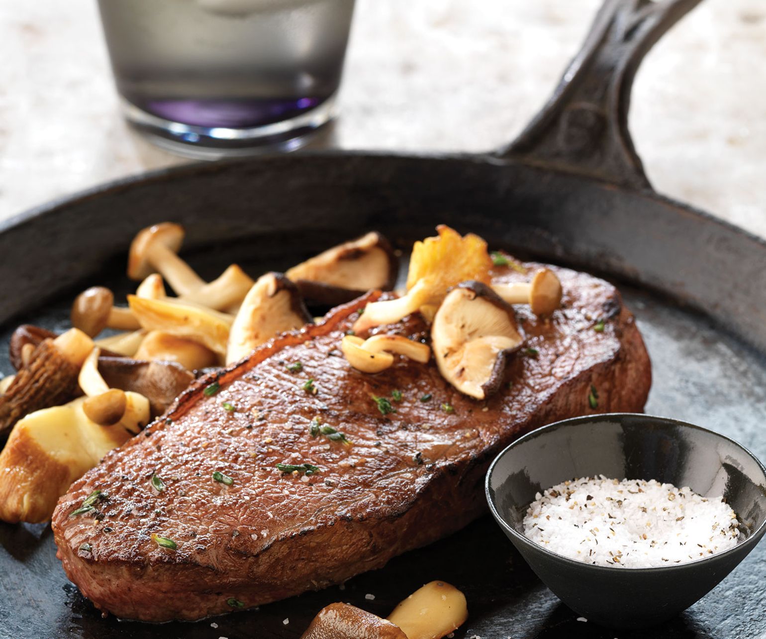 Skillet Steaks with Sautéed Wild Mushrooms