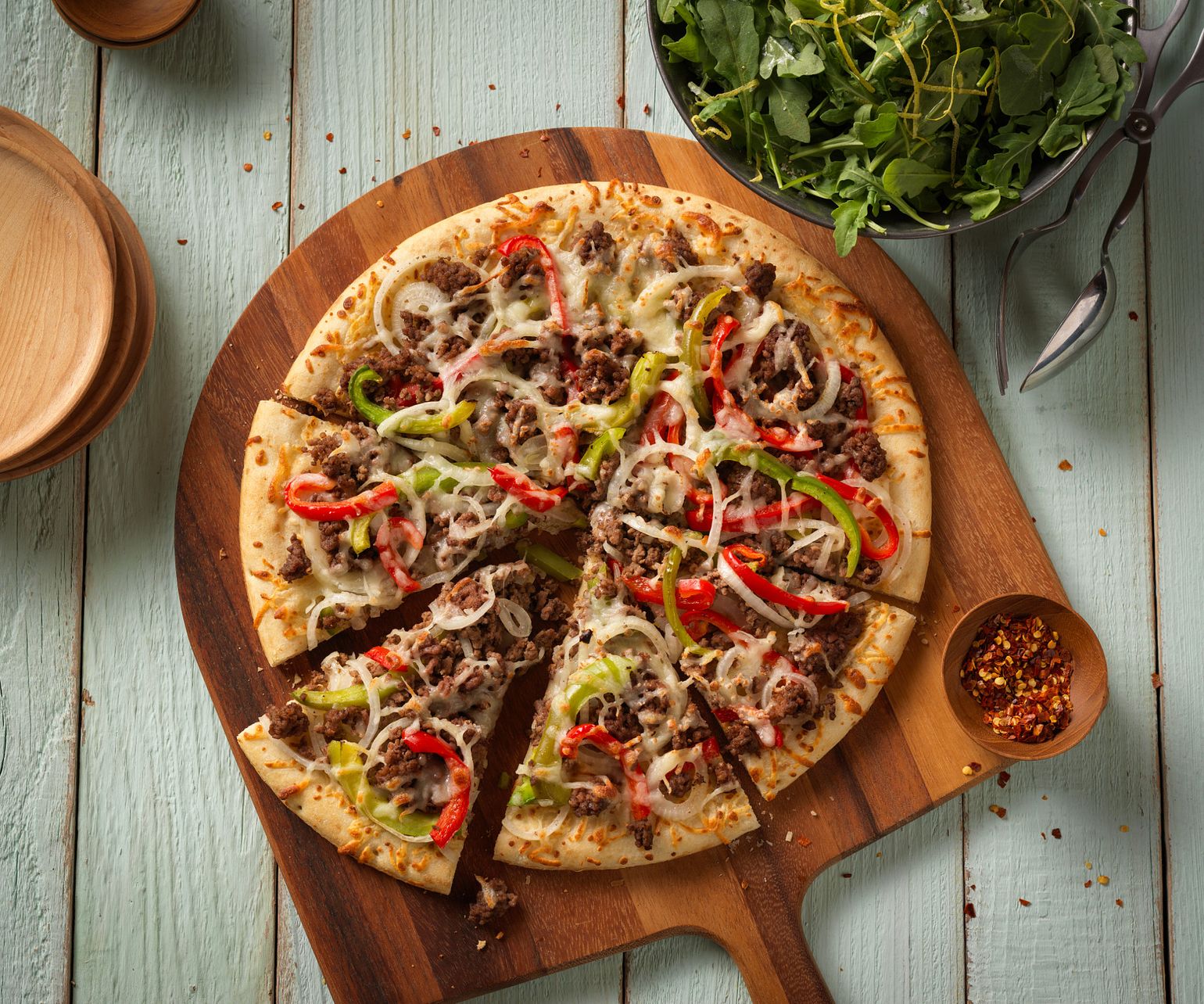 Beef, Pepper and Onion Pizza