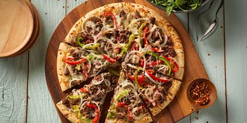 Beef Pepper and Onion Pizza