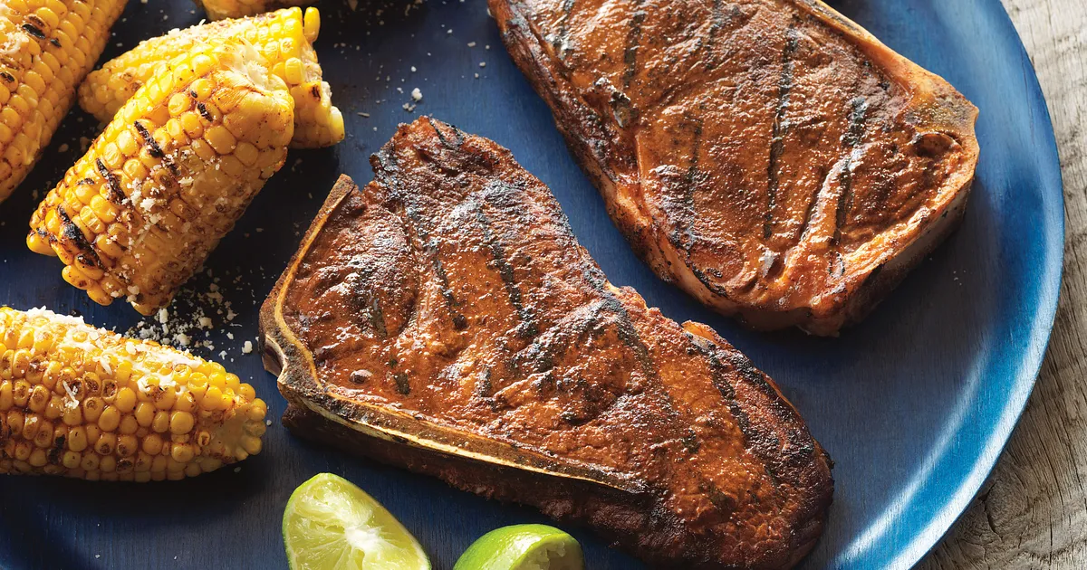 Smoky Strip Steaks with Mexican-Style Grilled Corn | Beef Loving Texans | Beef Loving Texans is your