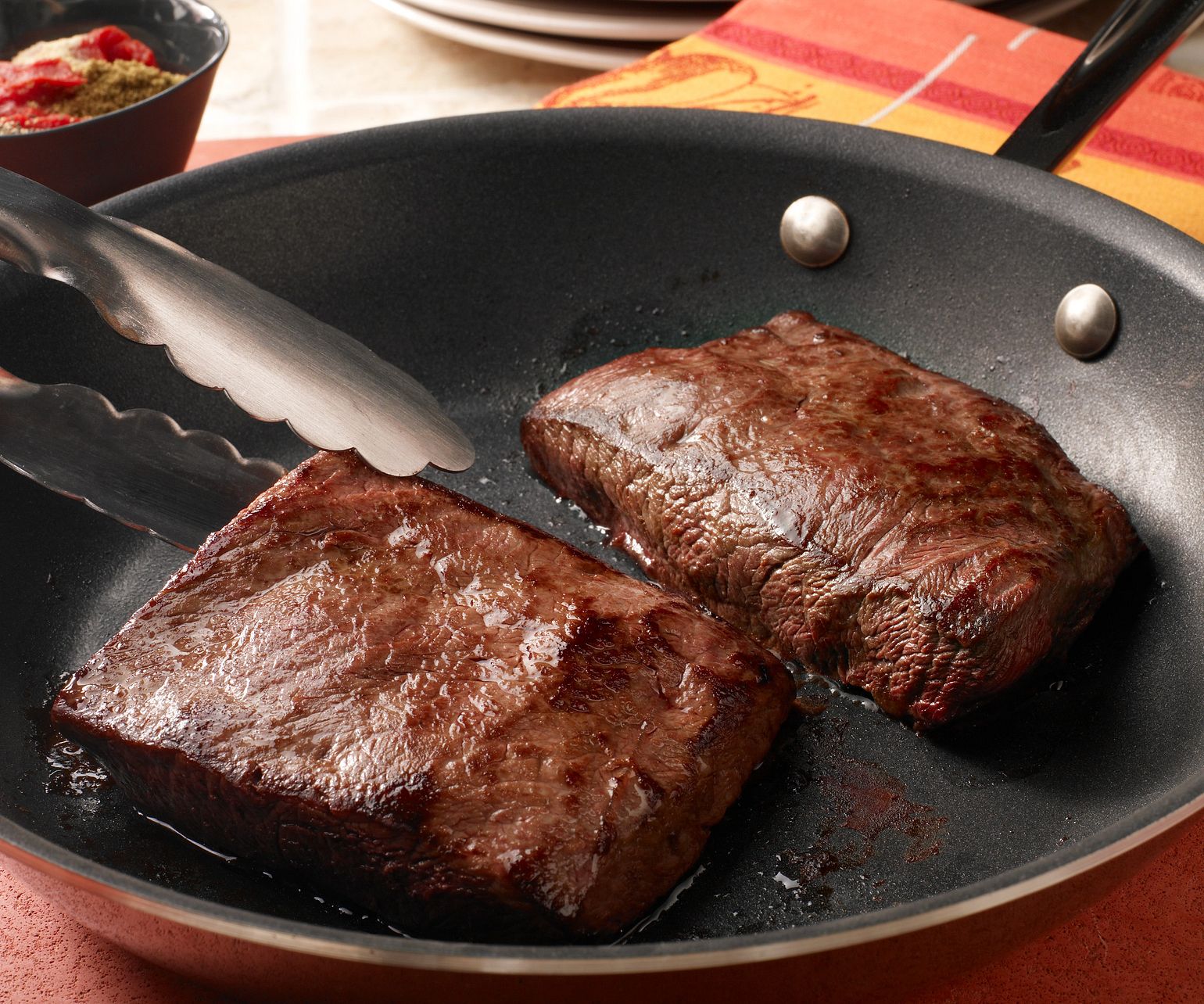 Flat Iron Steaks with Paprika-Cumin Sauce