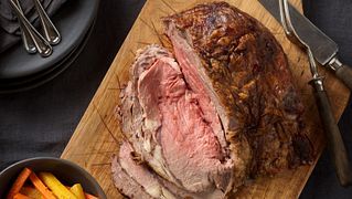 Beef Rib Roast with Lemon Glazed Carrots and Ruttabagas