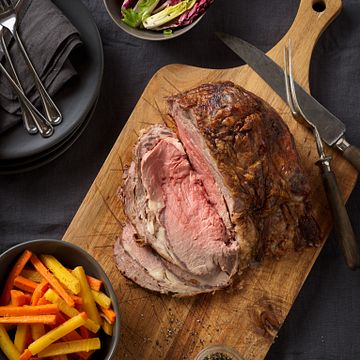 Beef Rib Roast with Lemon Glazed Carrots & Rutabagas