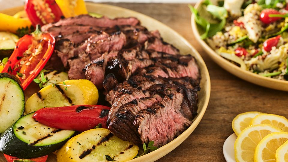 Mediterranean Grilled Chuck Steak with Garden Grilled Vegetables