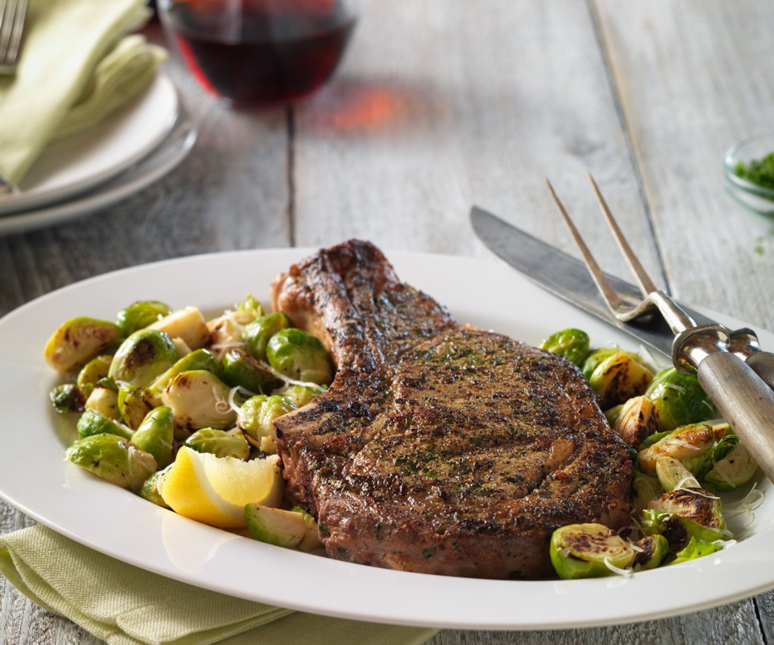 Ribeye Steak and Sautéed Brussels Sprout Skillet Dinner for Two